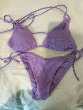NWOT BECCA Lavender Purple Textured Tie Bikini